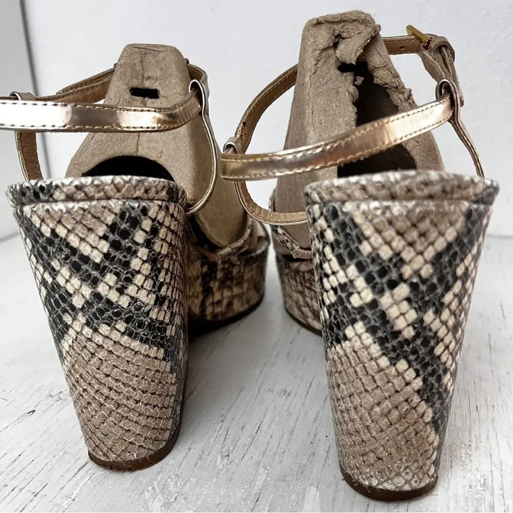 Kate Spade Venezia Platform Wedge Snakeskin Sandals size 8
